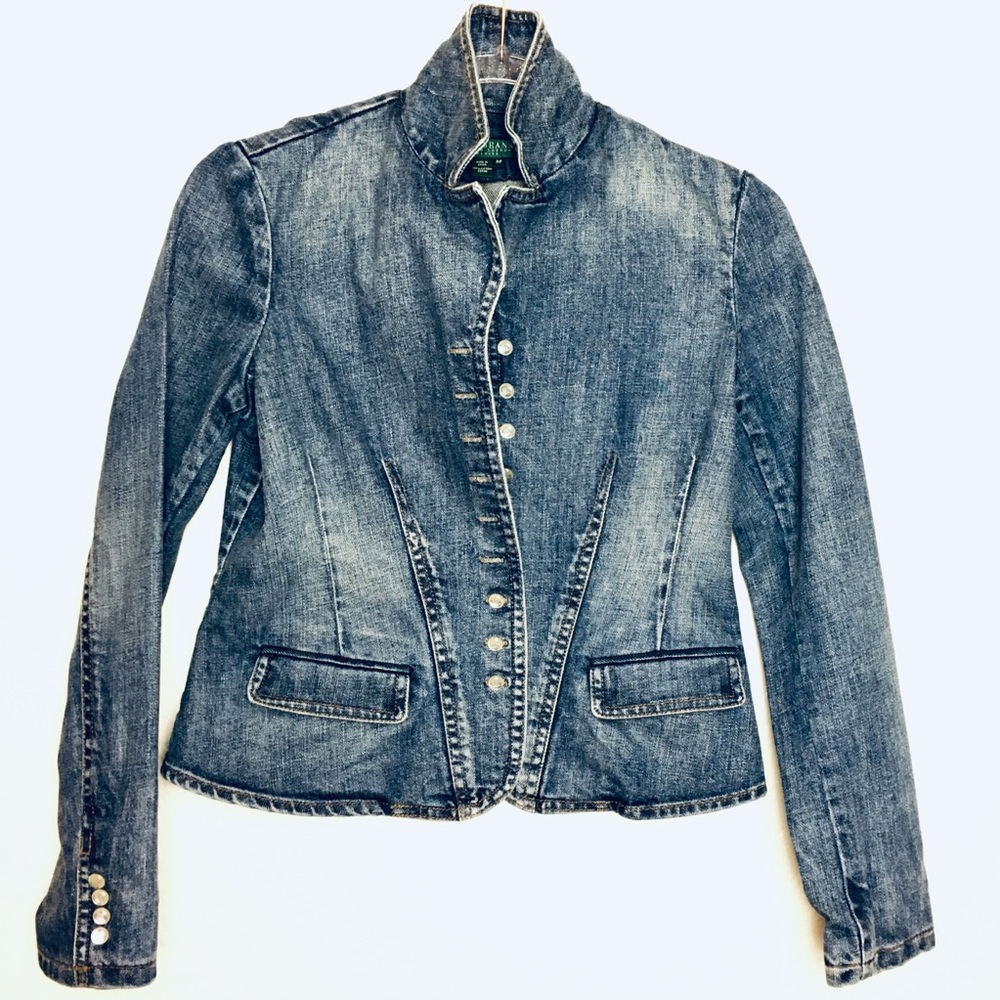 Ralph Lauren Green Tag Retro O/P Jean Jacket Detail Buttons Size S